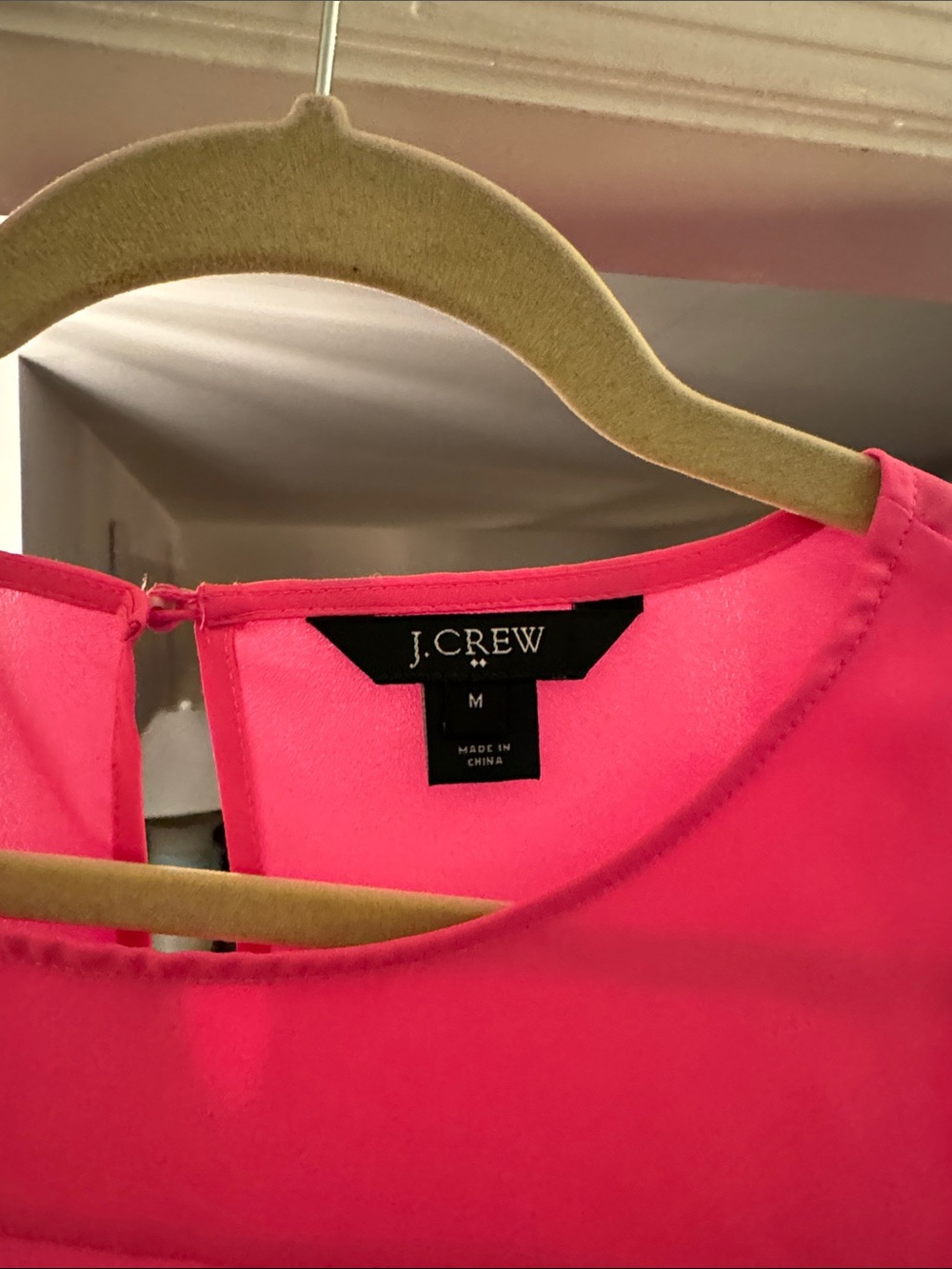 J. Crew Bright Pink Sheer Yoke Long-Sleeve Blouse - Picture 2 of 3